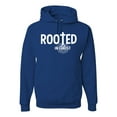 thumbnail image 1 of Wild Bobby Rooted in Christ Inspirational/Christian Unisex Graphic Hoodie Sweatshirt, Royal, Large, 1 of 5
