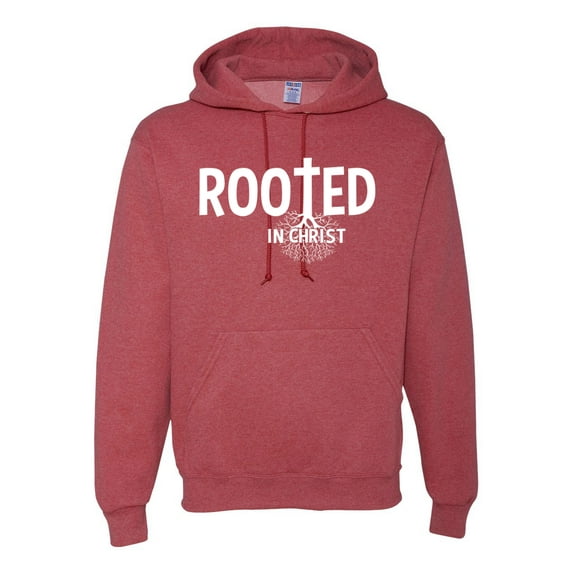 Wild Bobby Rooted in Christ Inspirational/Christian Unisex Graphic Hoodie Sweatshirt, Vintage Heather Red, XX-Large
