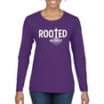 thumbnail image 1 of Wild Bobby Rooted in Christ Inspirational/Christian Women Graphic Long Sleeve Tee, Purple, XX-Large, 1 of 5