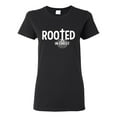 thumbnail image 1 of Wild Bobby Rooted in Christ Inspirational/Christian Women Graphic Tee, Black, Small, 1 of 5