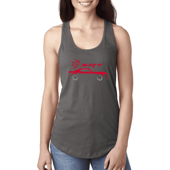 Wild Bobby, SRT Demon Speedster Racing Car Silhouette Emblem Cars and Trucks Ladies Racerback Tank Top