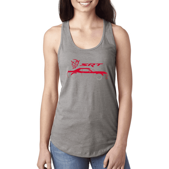 Wild Bobby, SRT Demon Speedster Racing Car Silhouette Emblem Cars and Trucks Ladies Racerback Tank Top