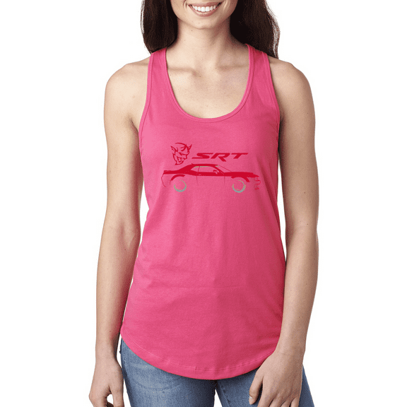 Wild Bobby, SRT Demon Speedster Racing Car Silhouette Emblem Cars and Trucks Ladies Racerback Tank Top