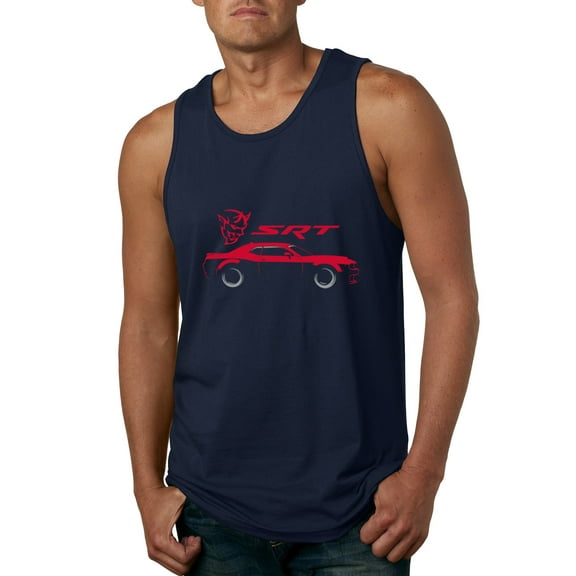 Wild Bobby, SRT Silhouette Street Racing Viper, Cars and Trucks, Men Graphic Tank Top, Navy, Medium
