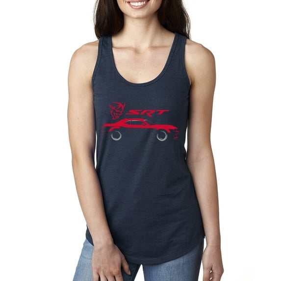 Wild Bobby, SRT Silhouette Street Racing Viper, Cars and Trucks, Women Racerback Tank Top, Navy, Large