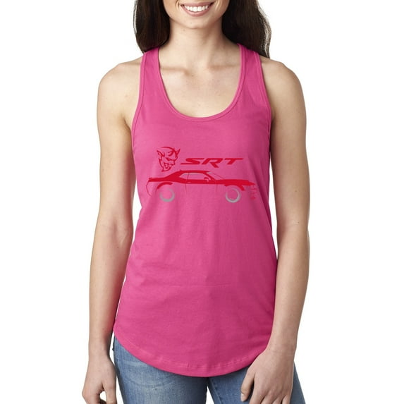 Wild Bobby, SRT Silhouette Street Racing Viper, Cars and Trucks, Women Racerback Tank Top, Raspberry, Medium