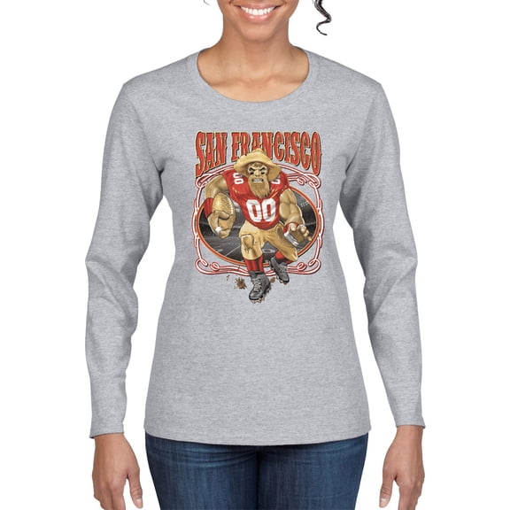 Wild Bobby, San Francisco Fan | SF Fantasy Football ,Sports, Women Graphic Long Sleeve Tee, Heather Grey, Medium