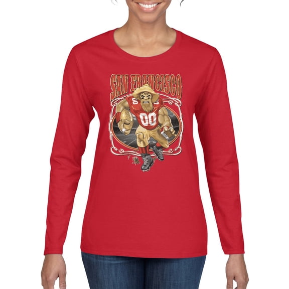 Wild Bobby, San Francisco Fan | SF Fantasy Football ,Sports, Women Graphic Long Sleeve Tee, Red, Large