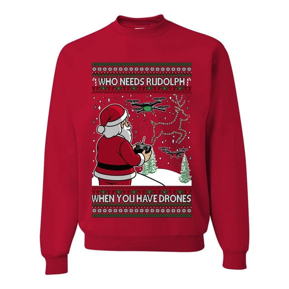 Wild Bobby Santa Drone Show Reindeer Sweater | Holiday Unisex Crewneck Sweatshirt
