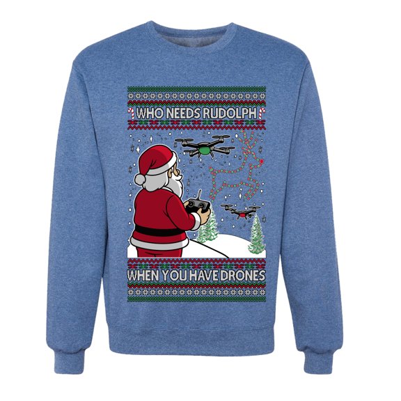 Wild Bobby Santa Drone Show Reindeer Sweater | Holiday Unisex Crewneck Sweatshirt