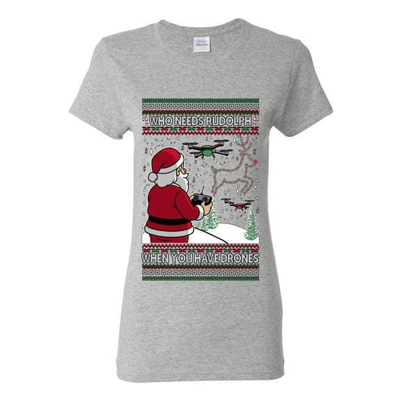Wild Bobby Santa Drone Show Reindeer Sweater | Holiday Women Graphic Tee