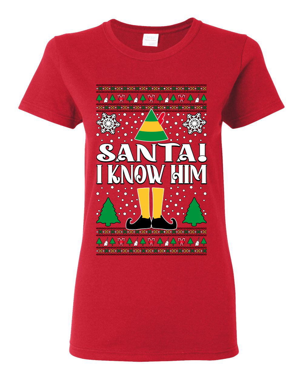 Wild Bobby Santa! I Know Him Christmas Movie Quote Ugly Christmas Sweater Women Graphic TShirt