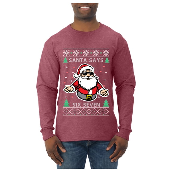 Wild Bobby Santa Says 6 7 Meme Sweater | Holiday Men Long Sleeve Shirt