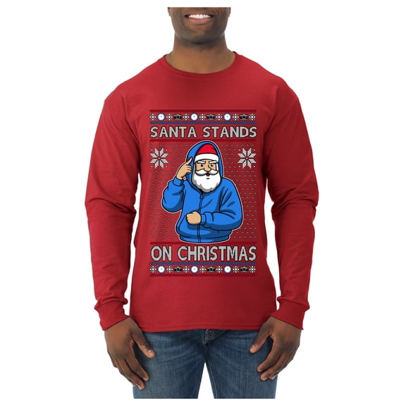 Wild Bobby Santa Stands On Christmas, Christmas Sweater | Funny Holiday Men Long Sleeve Shirt