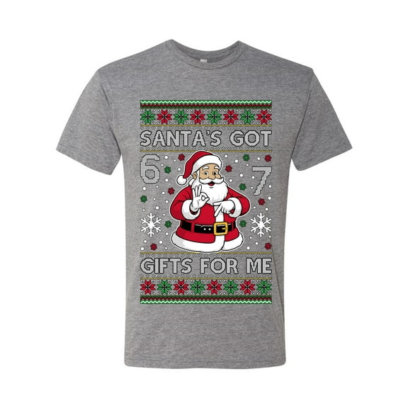 Wild Bobby Santa's Got 6 7 Gifts For Me Christmas Sweater | Funny Holiday Men Premium Tri Blend Tee