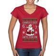 thumbnail image 1 of Wild Bobby Santa's Got 6 7 Gifts For Me Christmas Sweater | Funny Holiday Women Standard V-Neck Tee, 1 of 4