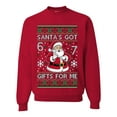 thumbnail image 1 of Wild Bobby Santa's Got 6 7 Gifts For Me Christmas Unisex Sweater | Funny Holiday Unisex Crewneck Sweatshirt, 1 of 5