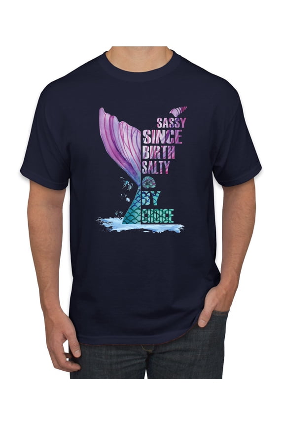 , Sassy Since Birth Salty By Chance Mermaid Beach Ocean Vibe, Streetwear, Men's Graphic Tees, Navy, Large