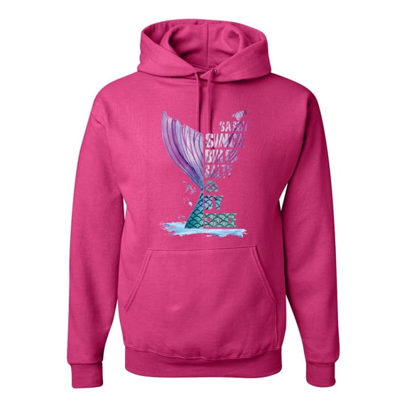 Wild Bobby, Sassy Since Birth Salty By Chance Mermaid Beach Ocean Vibe, Streetwear, Unisex Graphic Hoodie Sweatshirt, Fuschia, 3XL