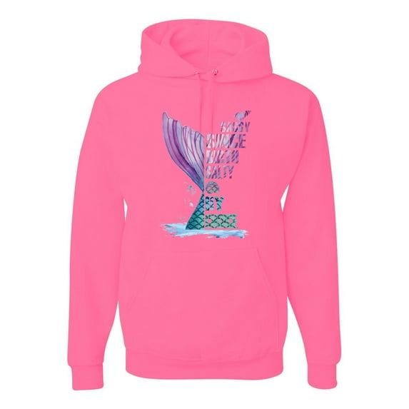 Wild Bobby, Sassy Since Birth Salty By Chance Mermaid Beach Ocean Vibe, Streetwear, Unisex Graphic Hoodie Sweatshirt, Neon Pink, 2XL