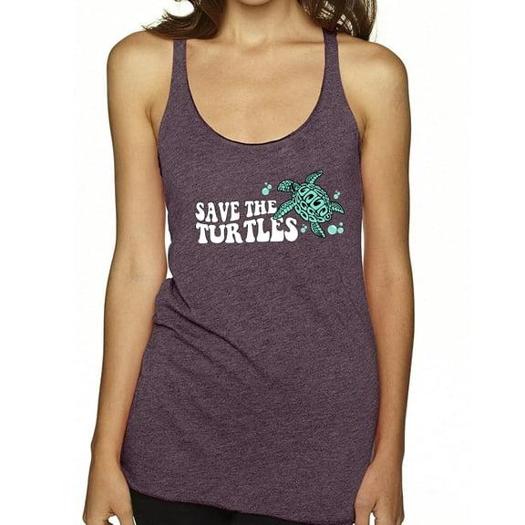 Wild Bobby Save The Turtles Streetwear Women Tri-Blend Racerback Tank Top