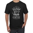 thumbnail image 1 of Wild Bobby Saved By Jesus Fueled By Coffee Inspirational/Christian Men Graphic Tee, Black, Small, 1 of 5