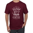 thumbnail image 1 of Wild Bobby Saved By Jesus Fueled By Coffee Inspirational/Christian Men Graphic Tee, Maroon, X-Large, 1 of 5