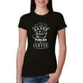 thumbnail image 1 of Wild Bobby Saved By Jesus Fueled By Coffee Inspirational/Christian Women Slim Fit Junior Tee, Black, Medium, 1 of 5