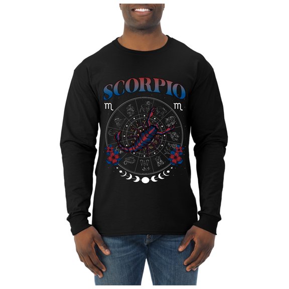Wild Bobby Scorpio the Scorpion Water Sign, October 23 November 22, Constellations Horoscope Zodiac Birthday Birth Month Stone Gift for Men Women Long Sleeve Shirt