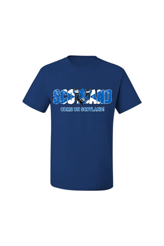 Scotland Flag Pride Come On Scotland Bull Graphic | Unisex Novelty T-Shirt | Soccer Football Fan Gift for Men Women Unisex Men Tee
