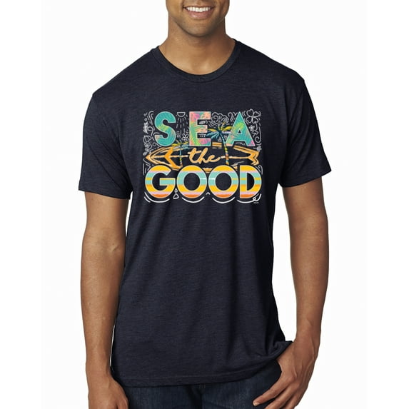 Wild Bobby Sea The Good Surfboard Sun Rise Good Vibes Nature Lover Men Premium Tri Blend Tee, Vintage Navy, XX-Large