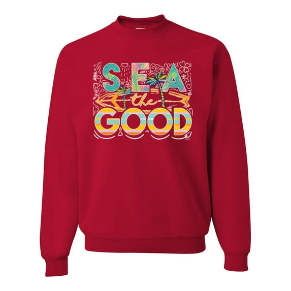 Wild Bobby Sea The Good Surfboard Sun Rise Good Vibes Nature Lover Unisex Crewneck Sweatshirt, Red, XX-Large