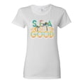 thumbnail image 1 of Wild Bobby Sea The Good Surfboard Sun Rise Good Vibes Nature Lover Women Graphic Tee, White, X-Large, 1 of 6