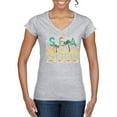 thumbnail image 1 of Wild Bobby Sea The Good Surfboard Sun Rise Good Vibes Nature Lover Women Standard V-Neck Tee, Heather Grey, Small, 1 of 6
