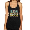 thumbnail image 1 of Wild Bobby Sea The Good Surfboard Sun Rise Good Vibes Nature Lover Women Tri-Blend Racerback Tank Top, Vintage Black, Small, 1 of 6