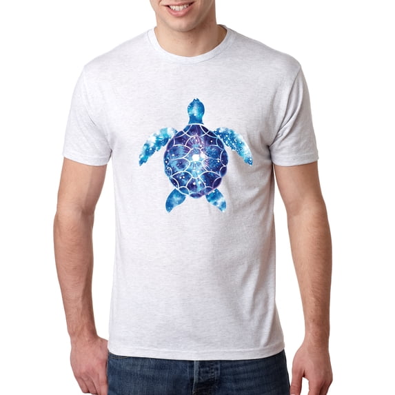 Wild Bobby, Sea Turtle Tie Dye Art Animal Lover Mens Premium Tri Blend T-Shirt, Heather White, Small