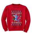 thumbnail image 1 of Wild Bobby Season's Eatings Shark Christmas Sweater | Holiday Unisex Boys Girls Crewneck Graphic Sweatshirt, 1 of 5
