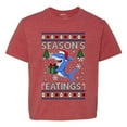thumbnail image 1 of Wild Bobby Season's Eatings Shark Christmas Sweater | Holiday Unisex Boys Girls Graphic Youth T-Shirt, 1 of 5