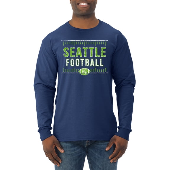 Wild Bobby Seattle SEA Hometown City Football Fan Pride Sports Men's Long Sleeve T-Shirt, Navy, Small