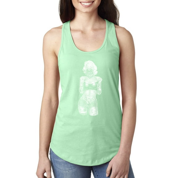 Wild Bobby, Sexy Tattooed Marilyn Monroe Pop Culture Ladies Racerback Tank Top, Mint, Small