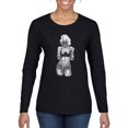thumbnail image 1 of Wild Bobby, Sexy Tattooed Marilyn Monroe Pop Culture Womens Graphic Long Sleeve T-Shirt, Black, Small, 1 of 3