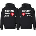 thumbnail image 1 of Wild Bobby, She Is My Better Half He Is My Better Half Cupid His and Hers Matching Couples Hoodies, Black, Mens L-Womens M, 1 of 3