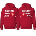 thumbnail image 1 of Wild Bobby, She Is My Better Half He Is My Better Half Cupid His and Hers Matching Couples Hoodies, Red, Mens XL-Womens M, 1 of 3