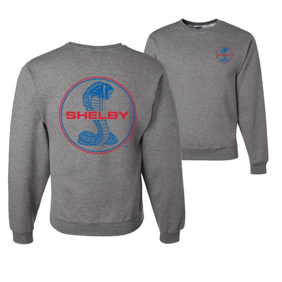Wild Bobby, Shelby Cobra USA Logo Emblem Powered by Ford Motors, Cars and Trucks, Front and Back Unisex Crewneck Graphic Sweatshirt, Heather Grey, Small