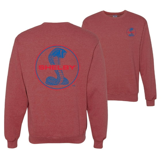Wild Bobby, Shelby Cobra USA Logo Emblem Powered by Ford Motors, Cars and Trucks, Front and Back Unisex Crewneck Graphic Sweatshirt, Vintage Heather Red, XX-Large