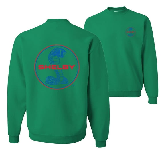 Wild Bobby, Shelby Cobra USA Logo Emblem Powered by Ford Motors, Cars and Trucks, Front and Back Unisex Crewneck Graphic Sweatshirt, Kelly, 5X-Large