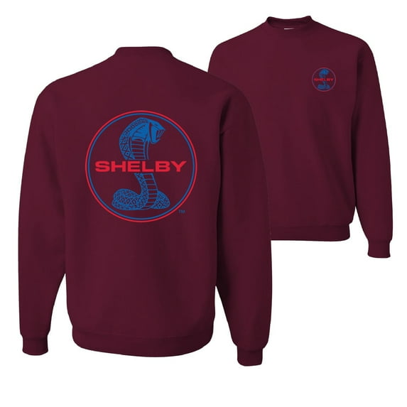 Wild Bobby, Shelby Cobra USA Logo Emblem Powered by Ford Motors, Cars and Trucks, Front and Back Unisex Crewneck Graphic Sweatshirt, Maroon, Small