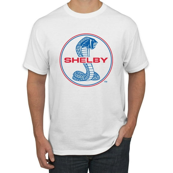 Wild Bobby, Shelby Cobra USA Logo Emblem Powered by Ford Motors, Cars and Trucks, Men Graphic Tee, White, Large