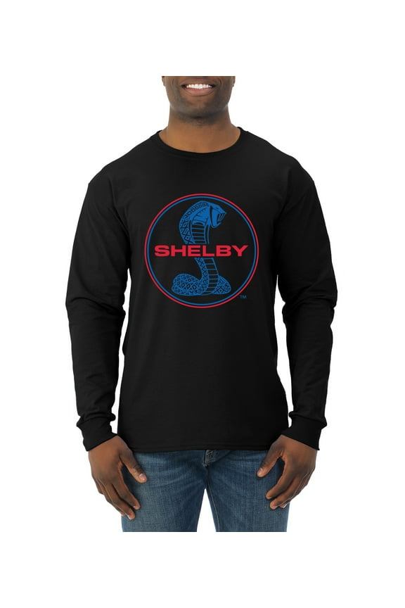 , Shelby Cobra USA Logo Emblem Powered by Ford Motors, Cars and Trucks, Men Long Sleeve Shirt, Black, Small