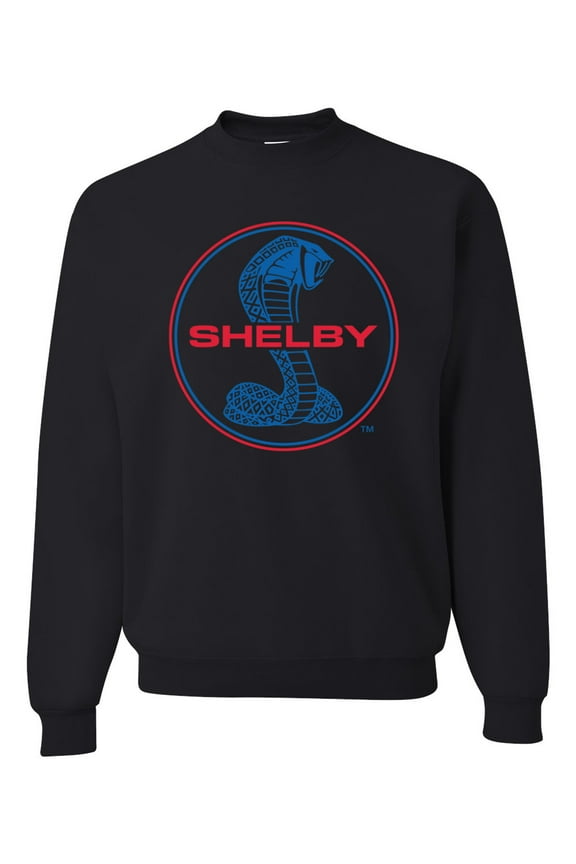 , Shelby Cobra USA Logo Emblem Powered by Ford Motors, Cars and Trucks, Unisex Crewneck Graphic Sweatshirt, Black, Small